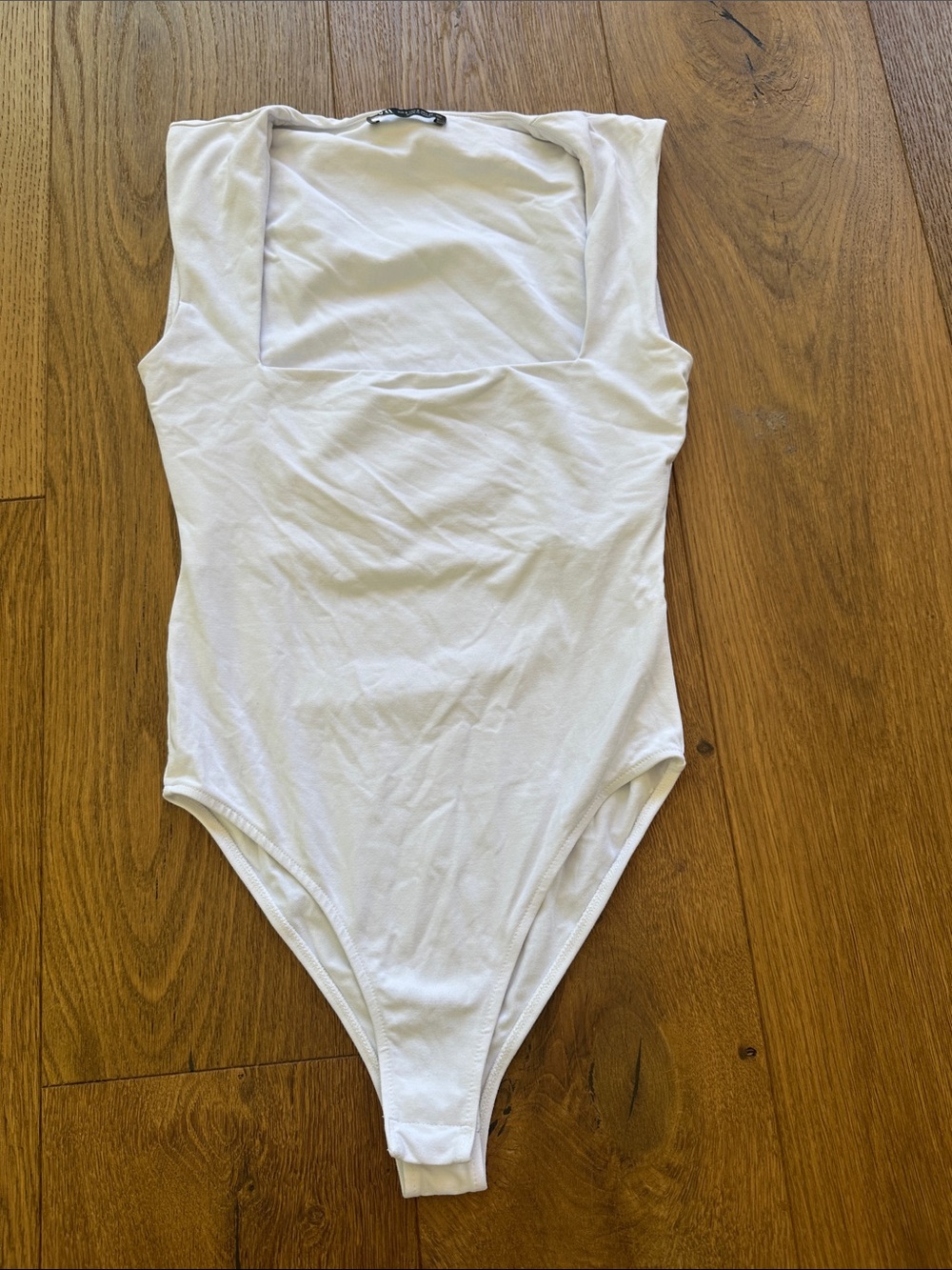 Zara White Square-Neck Sleeveless Bodysuit